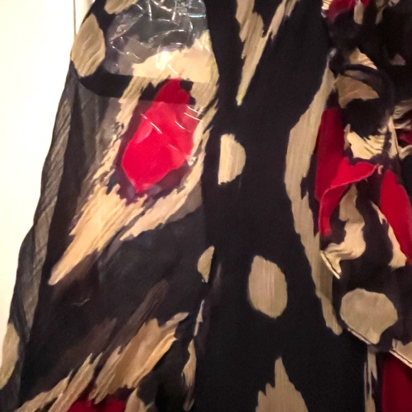 Diane Von Furstenberg tribal red and blue printed silk long sleeve dress 8 - Picture 9 of 13